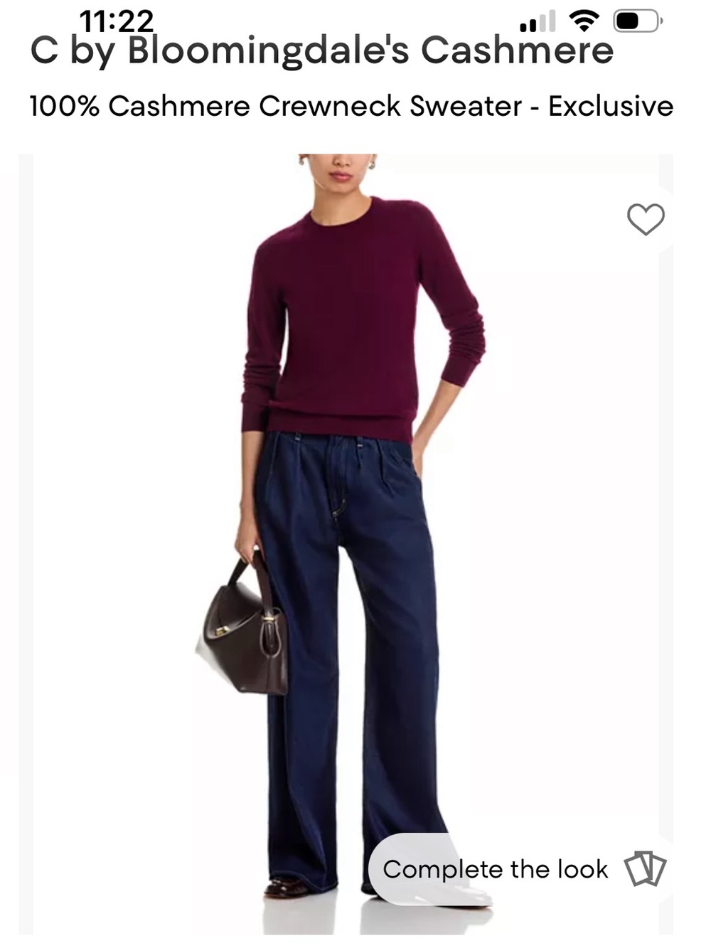 Burgundy Women's Cashmere Crewneck Sweater XS